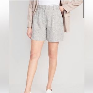 NWT Old Navy Extra High-Rise Striped Tailored Linen Shorts